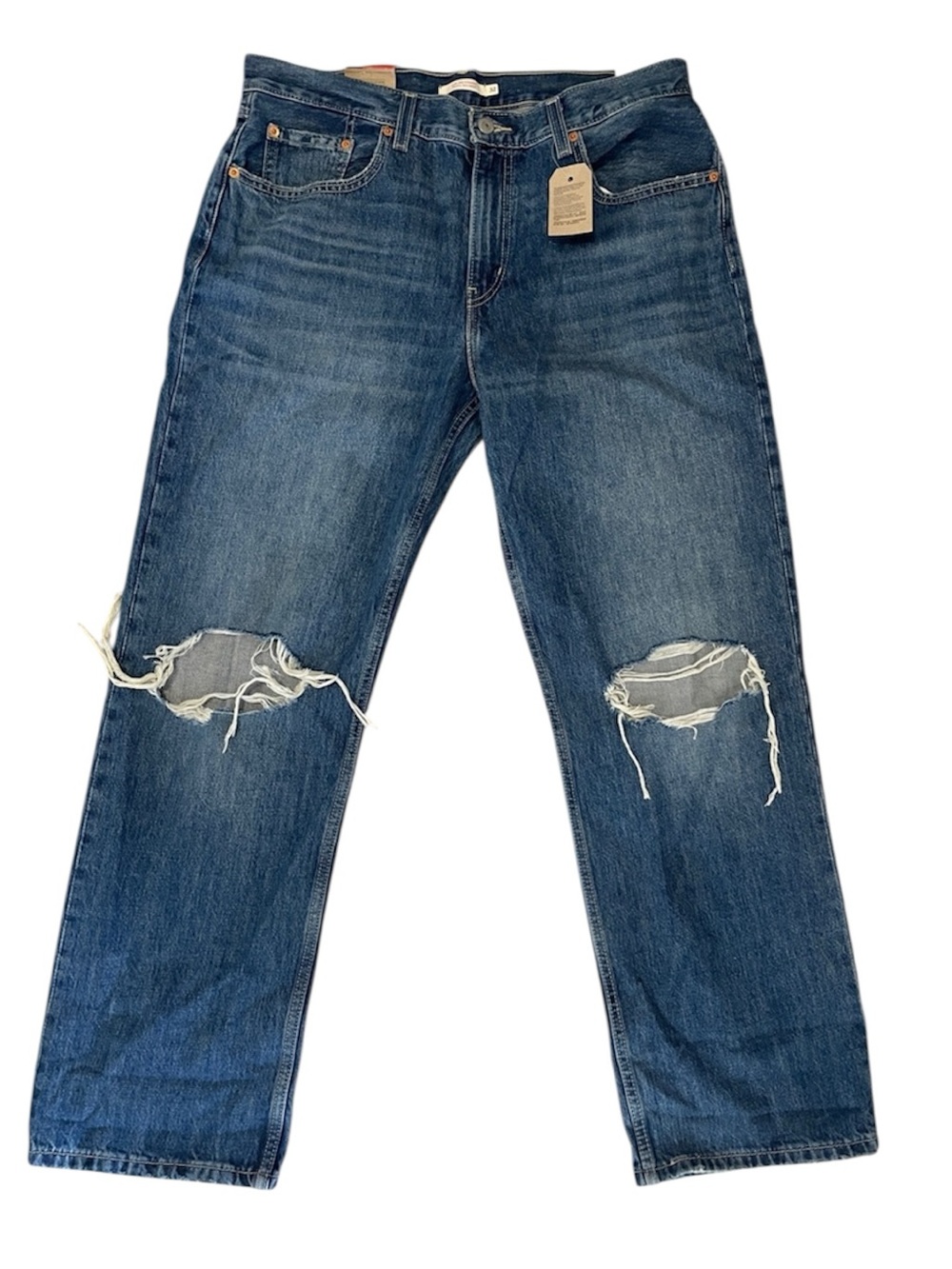 Levi's Low Pro Distressed Dark Blue Relaxed Straight Leg Jeans Size 32 NWT